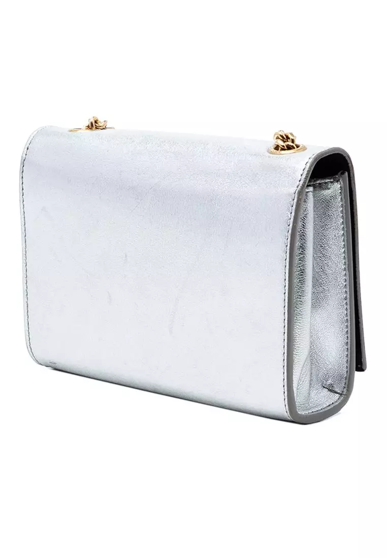 Pre-Loved Saint Laurent Small Metallic Calfskin Monogram Kate Tassel Crossbody