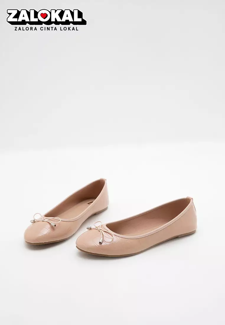 Sofia Fana Bow Flat Beige