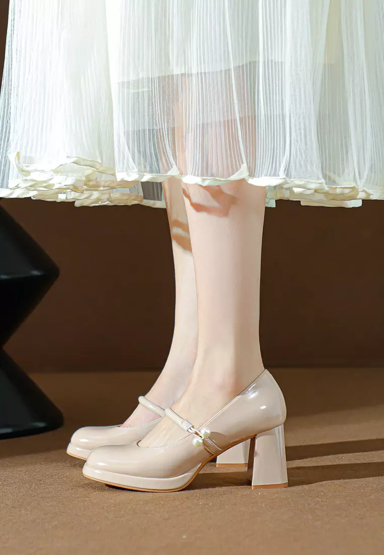 7CM Pearl Strap Mary Jane Shoes BY2465-22