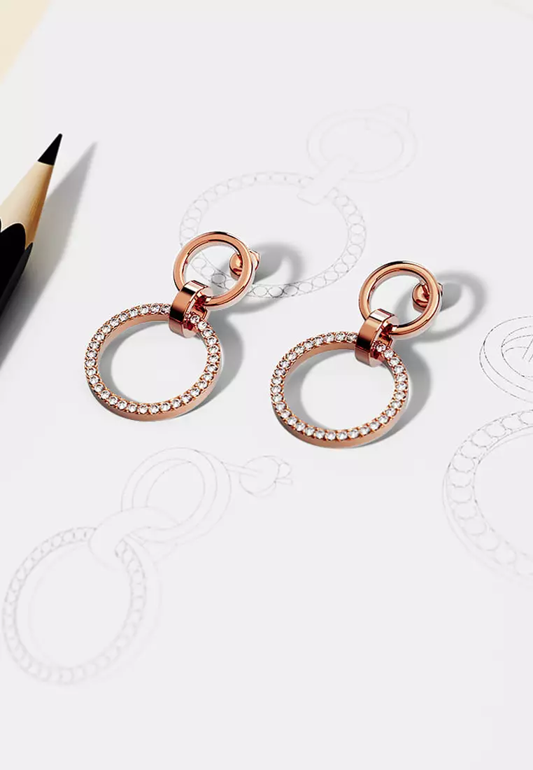 Orbit of Elegance Earrings Embellished with SWAROVSKI®Crystal in Rose Gold