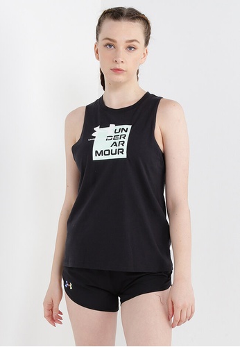 Under Armour black Stacked Box Muscle Tank Top 8EA19AAFD590DDGS_1