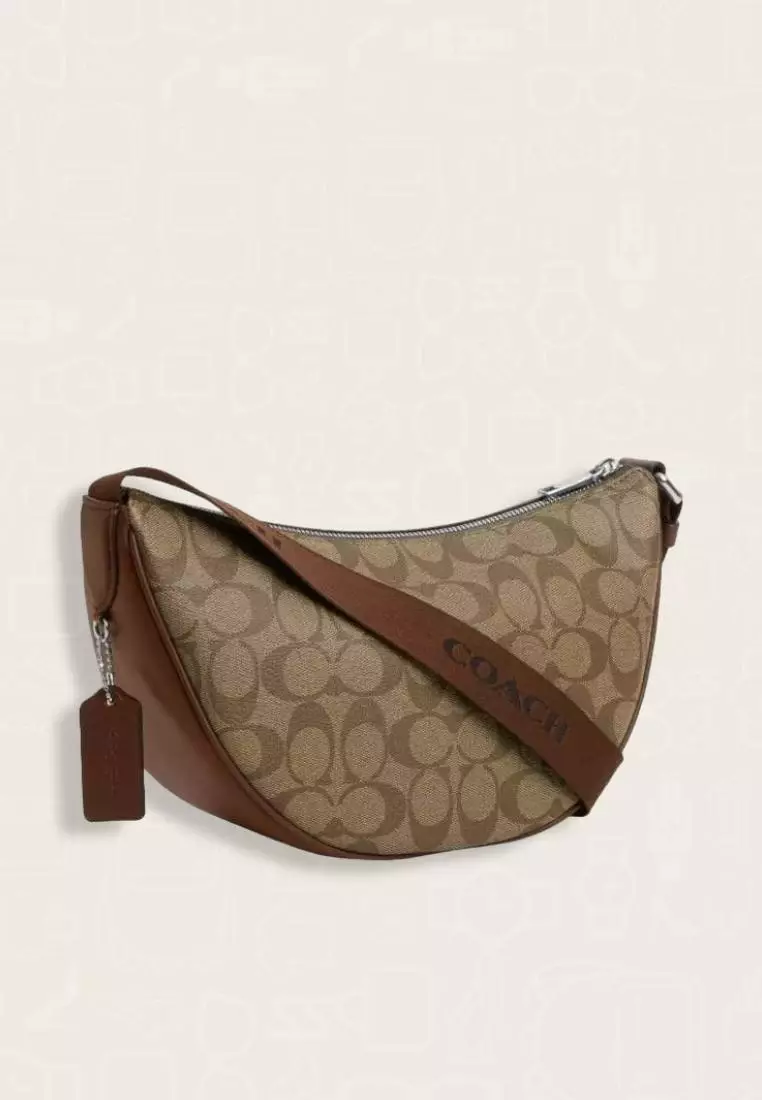 Coach Pace Shoulder Bag In Signature Canvas Khaki Saddle