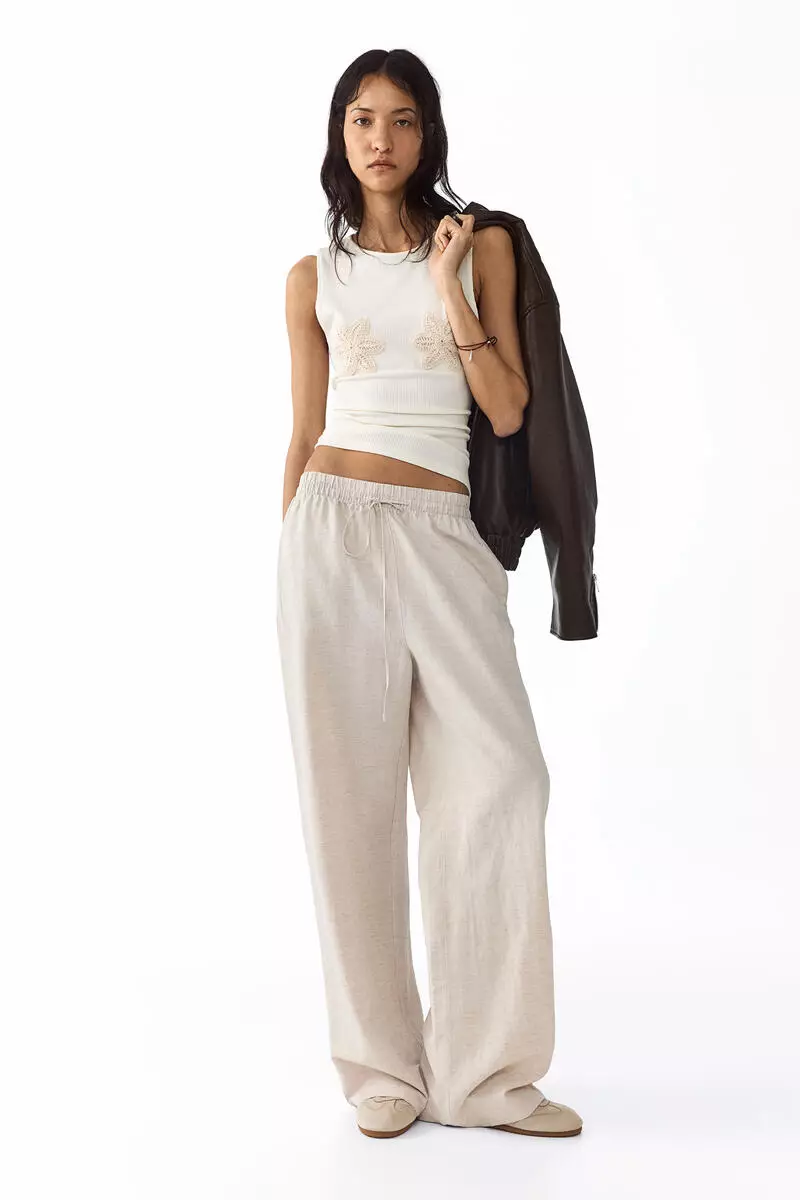 Linen-blend trousers