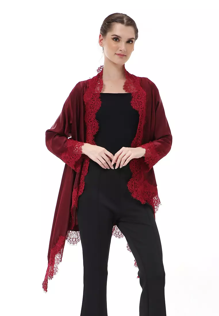 Reine Atasan Wanita Outer Kebaya Traditional Design Material Silk ORIGINAL - Maroon