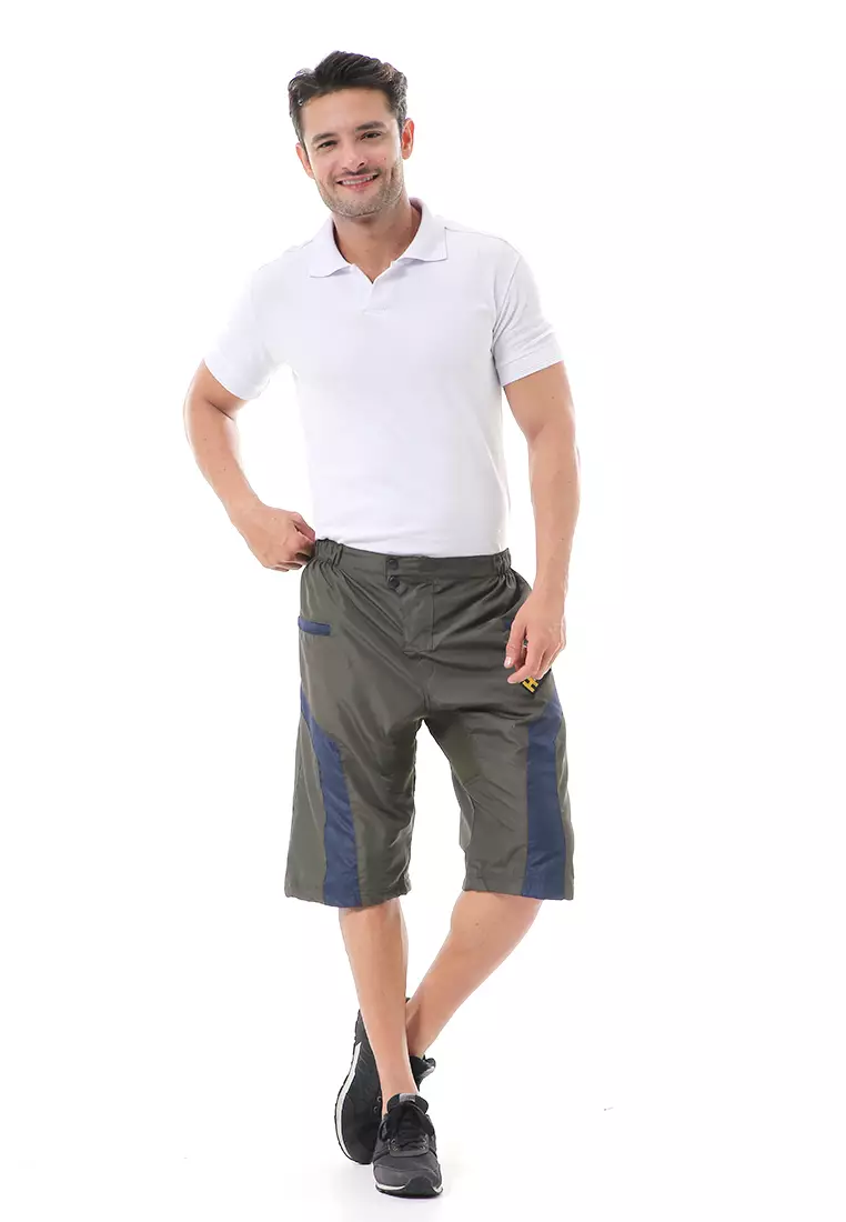 Grissham Celana Pendek Pria Short Pants Kasual Motif List Material Parasut ORIGINAL - Green