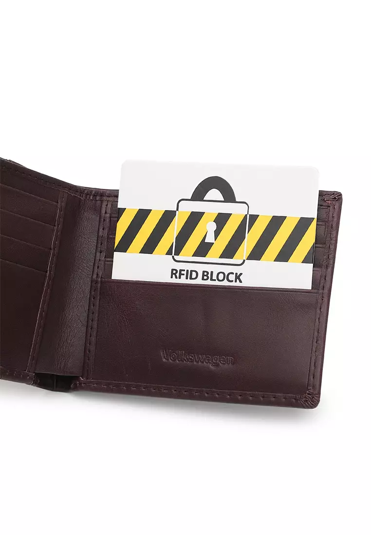 Men's Genuine Leather RFID Short Wallet - Brown