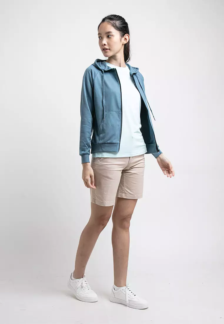 Forest Ladies Stretchable Sweatshirt Cotton Terry Hoodie Women Jacket | Jaket Perempuan - 830108-36GreyBlue