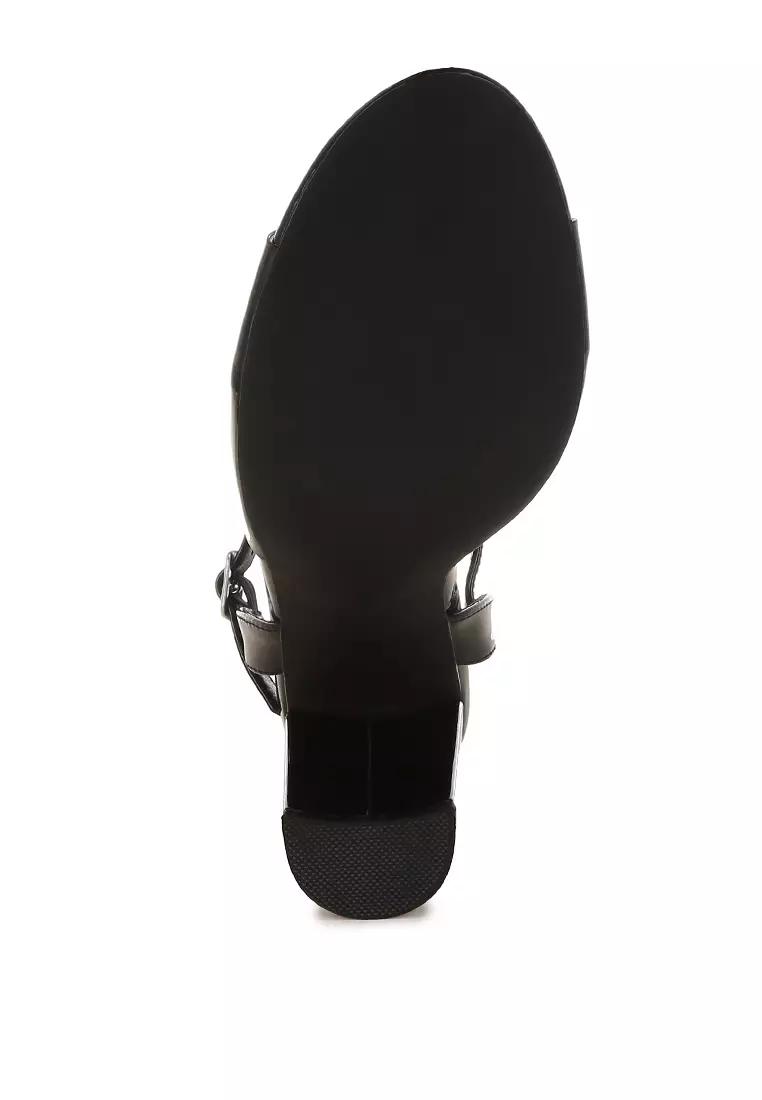 Sandal Hak Blok Tali Bening Berwarna Hitam