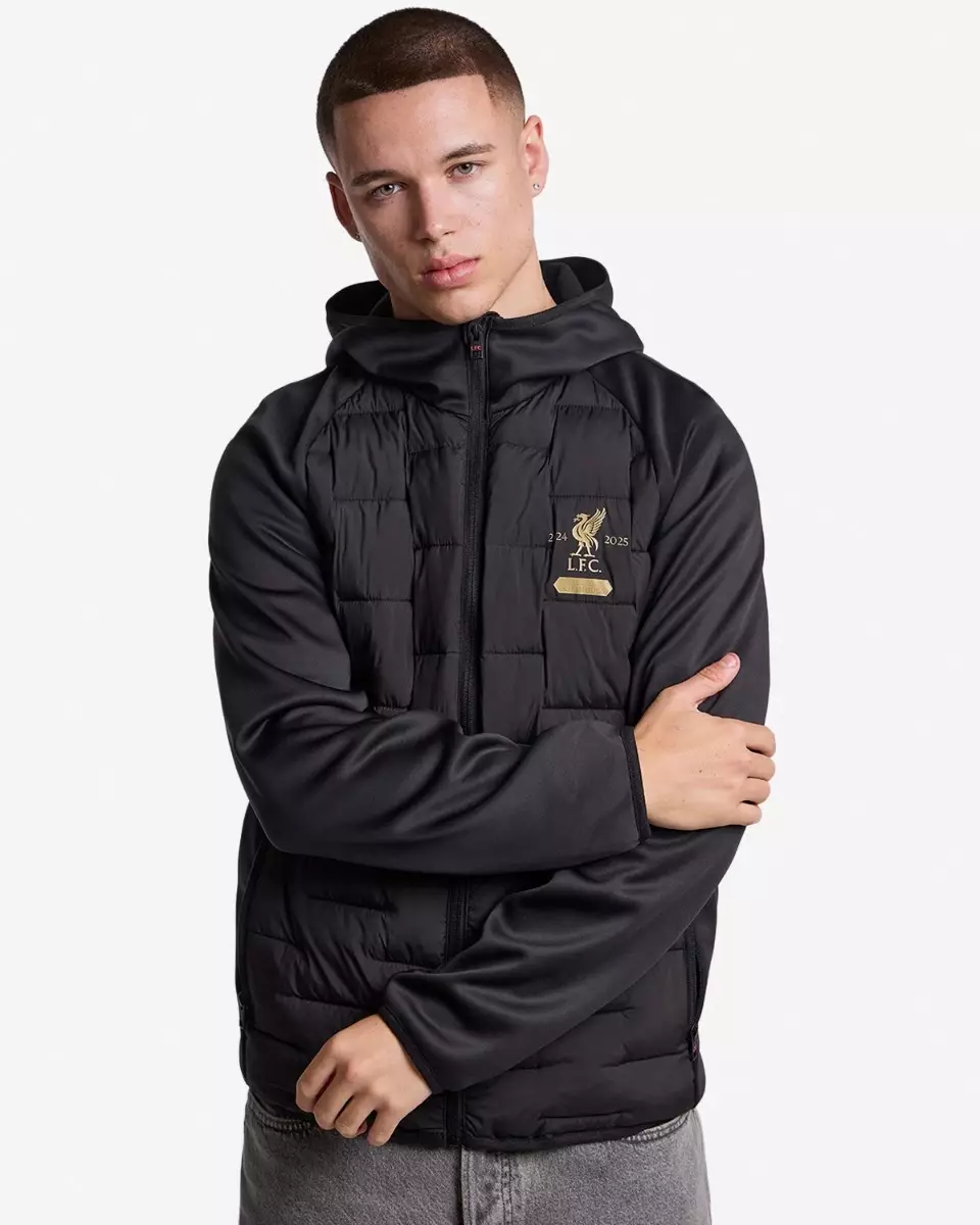 Liverpool FC  Mens Champions Hybrid Jacket Blackblack - Official LFC Jaket Original Pria