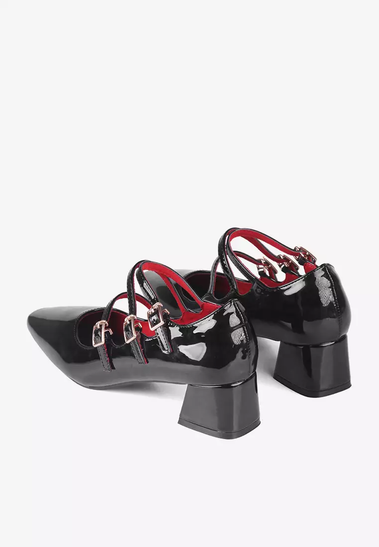 New Lenore Mary Jane Block Heels in Black