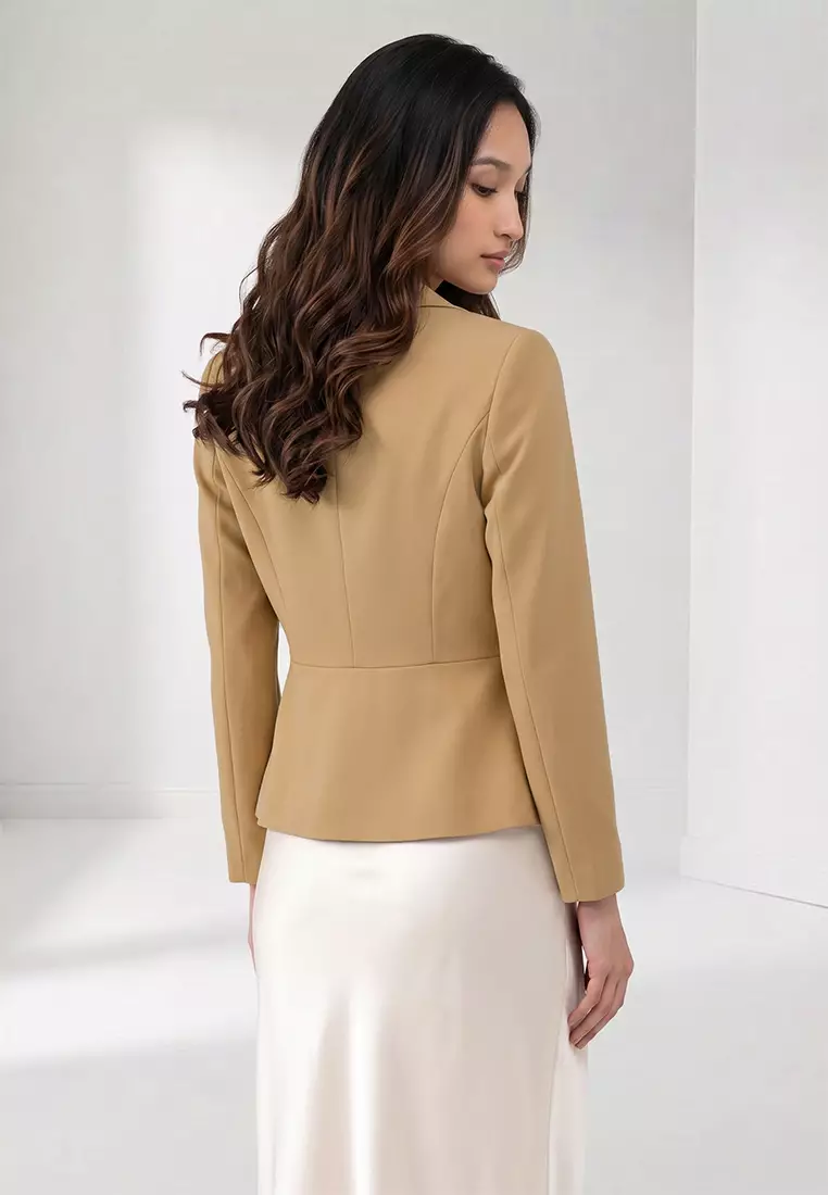 Asymmetric Pleated Peplum Blazer