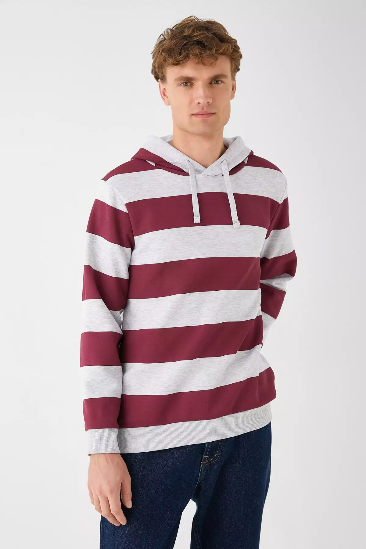 Red and white striped hot sale sweatshirt