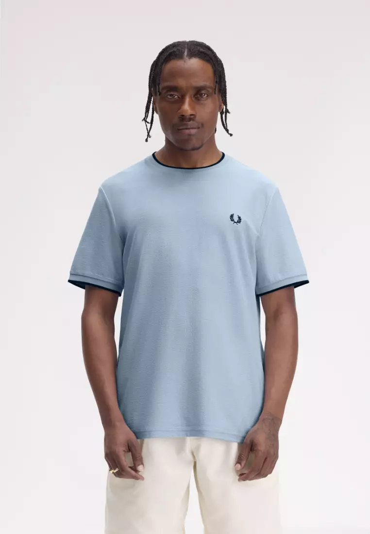 Buy Fred Perry Fred Perry M8585 Crepe Piqué T-Shirt (Light Smoke