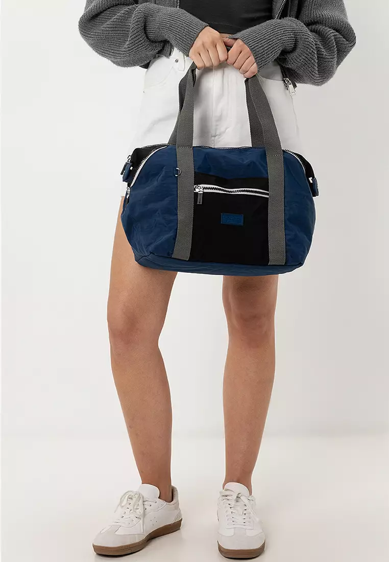 Colour Block Nylon Convertible Top Handle Bag