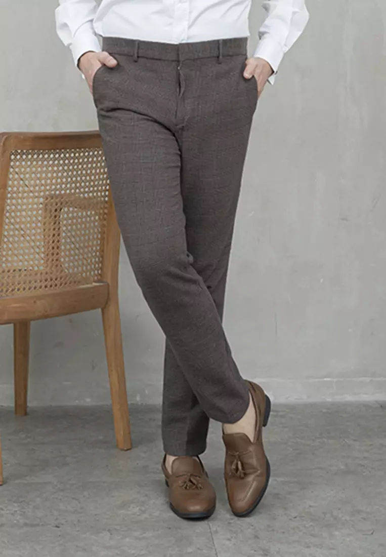 Houseofcuff Jas Celana Vest Rompi Blazer Coklat Slim Fit Motif Kotak