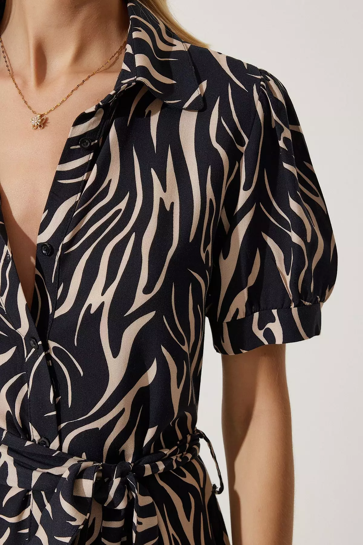 Viscose Pattern Midi Shirt Dress