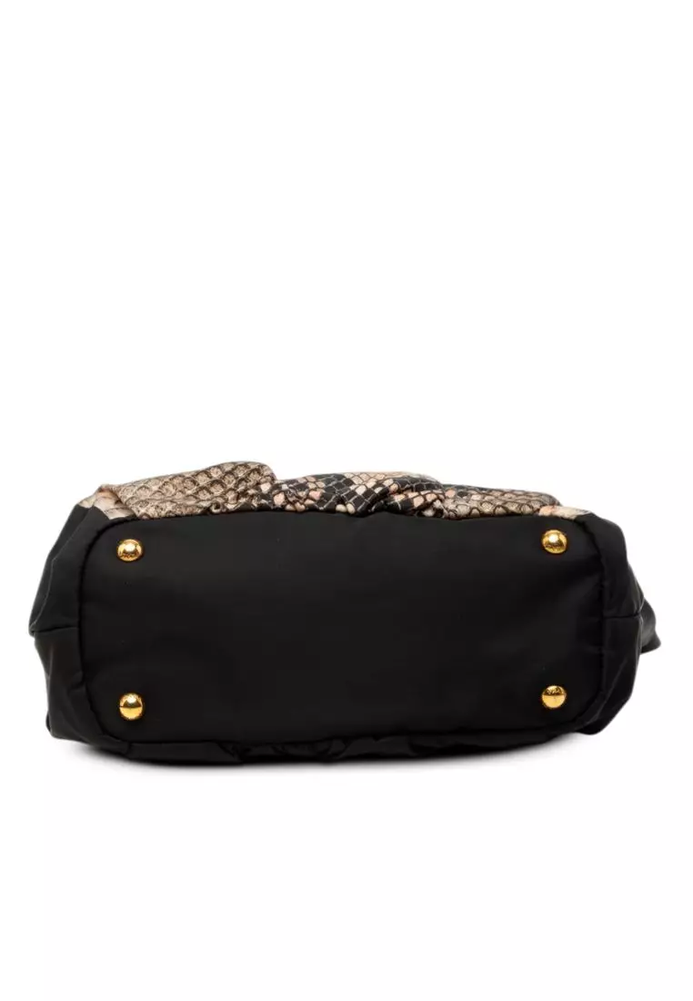 Pre-Loved Prada Tessuto Python Print Bow Satchel