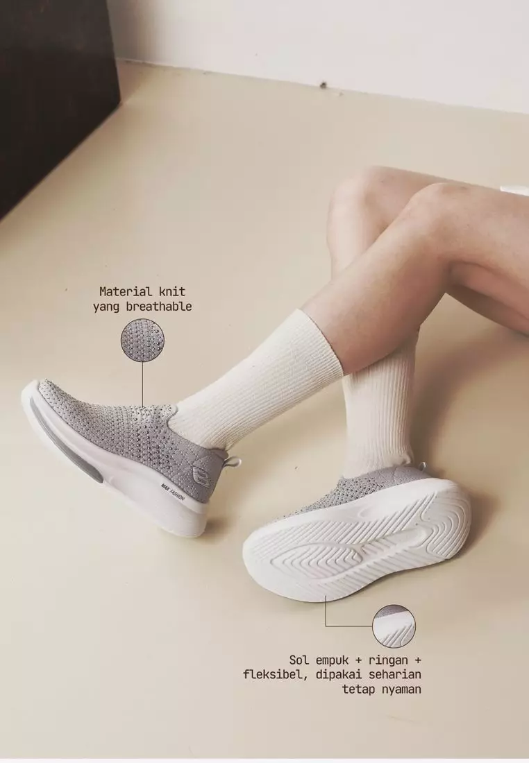 Sepatu Sneakers Slip on Knit Wanita L.Yelan
