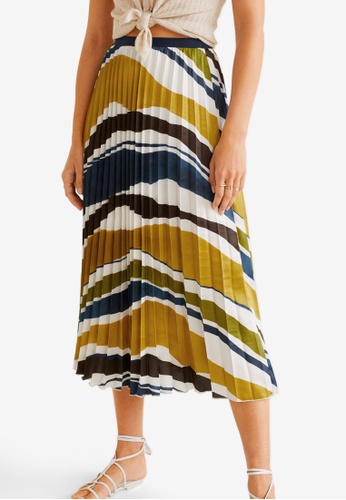Theb5bc Mango Women Printed Pleated Skirt Green Thedelhidawn Com