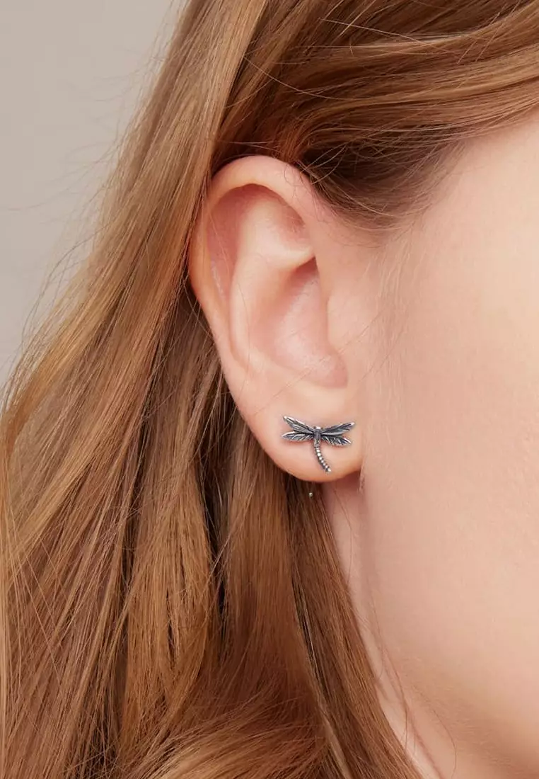 Solid Silver Olivia Dragonfly Stud Earrings