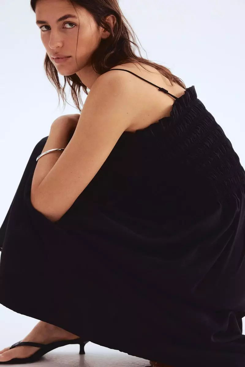 Smocked-bodice strappy dress