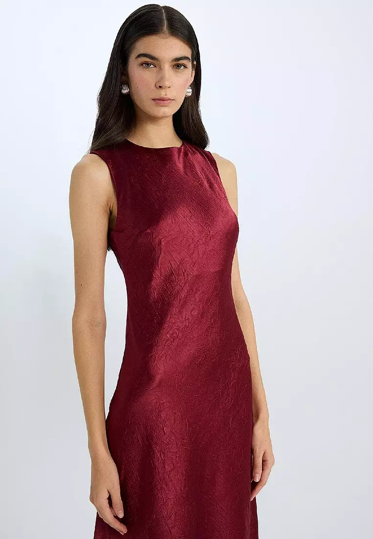 Satin Sleeveless Midi Dress