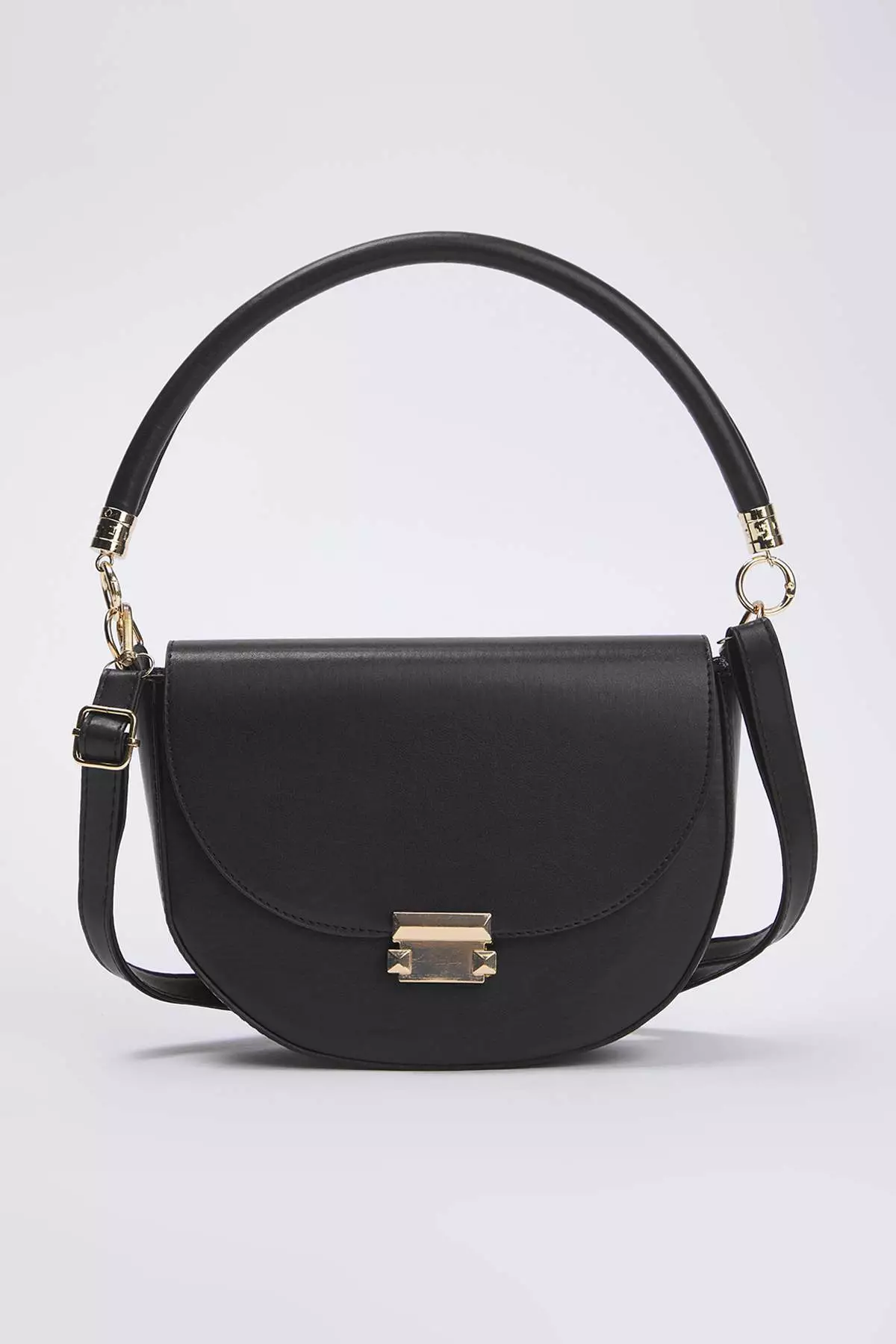 Black Metal Buckle Detailed Women's City Shoulder Bag Takaw26Oc00022