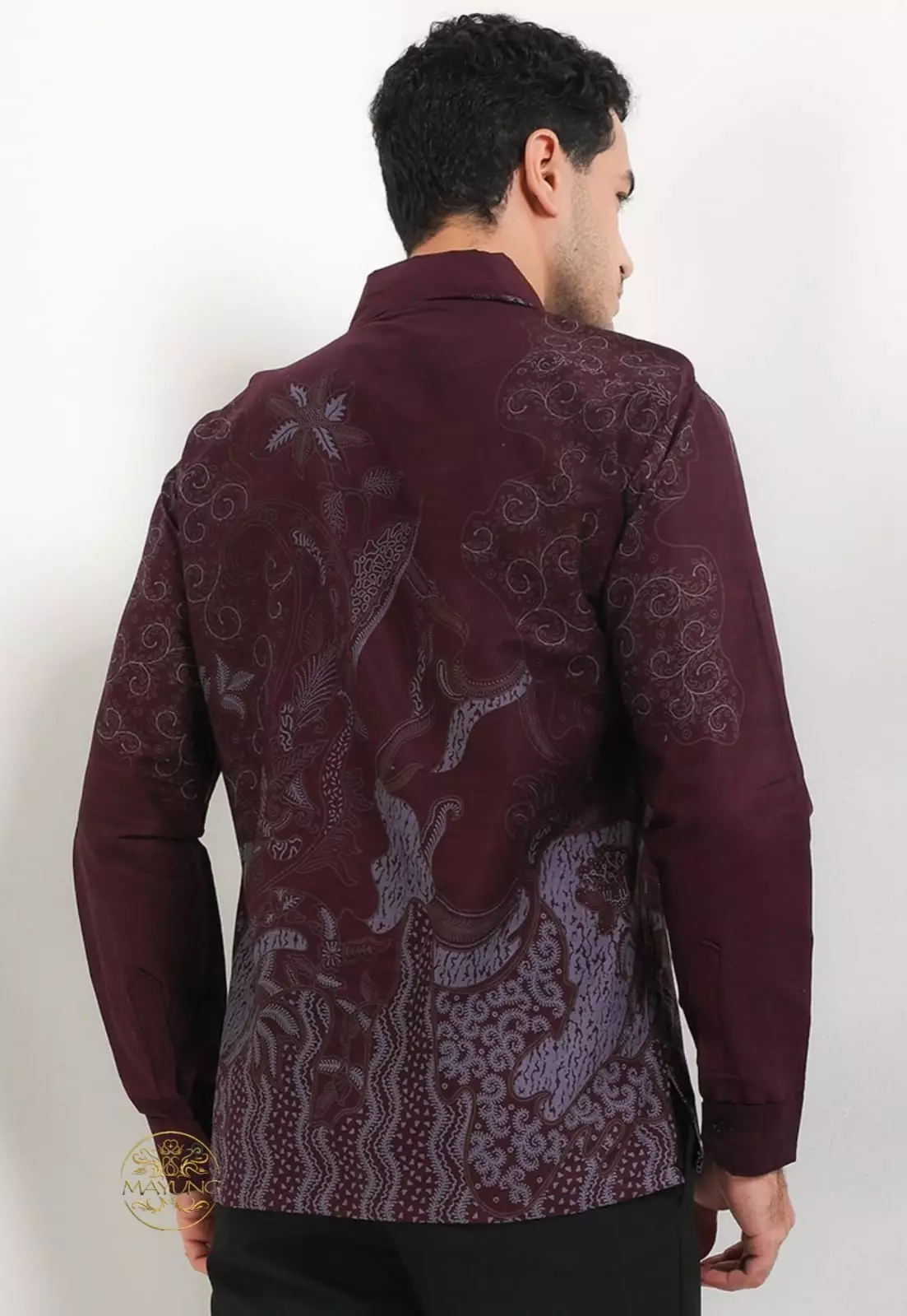 Reksa Burgundy Kemeja Batik Pria Premium Lengan Panjang NLN