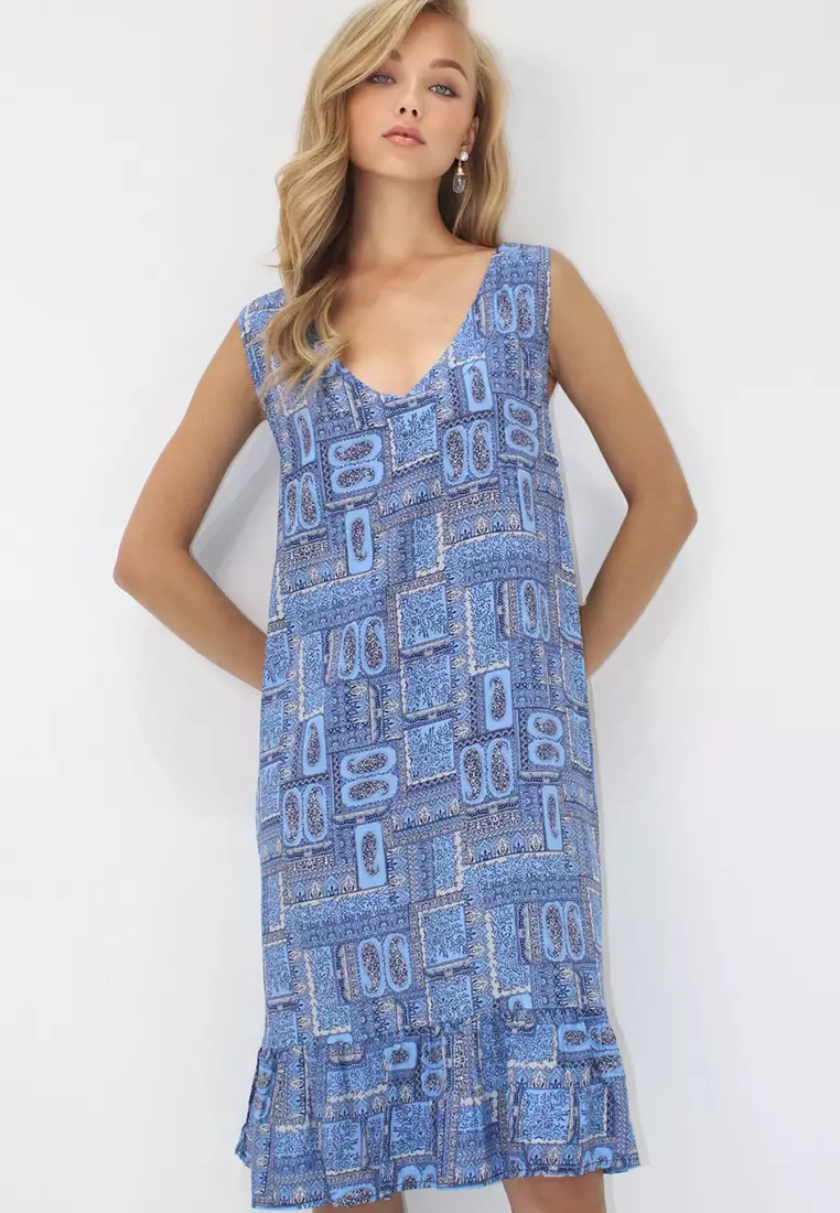 Viscose V-Neck Midi Dress