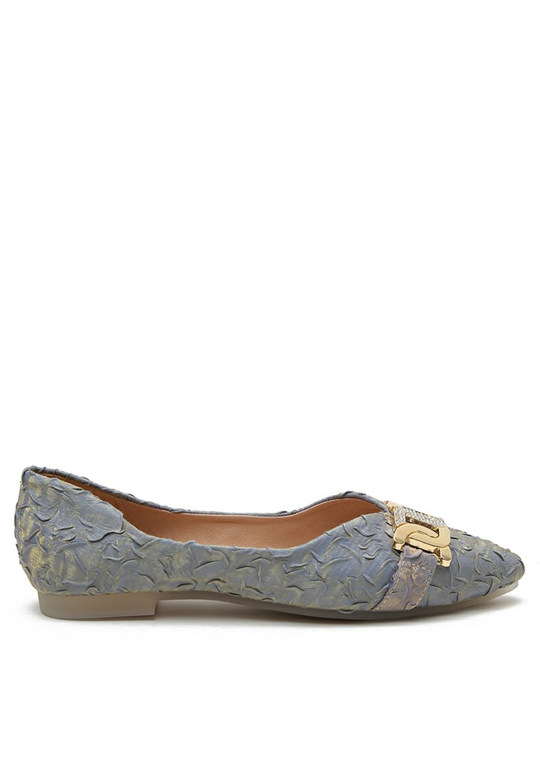 Metal Buckle Pleated Ballerinas YLT222-20