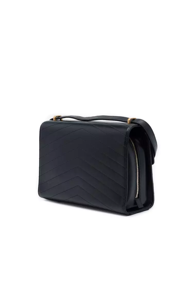 Pre-Loved Chanel Cc Chevron Calfskin Medal Flap