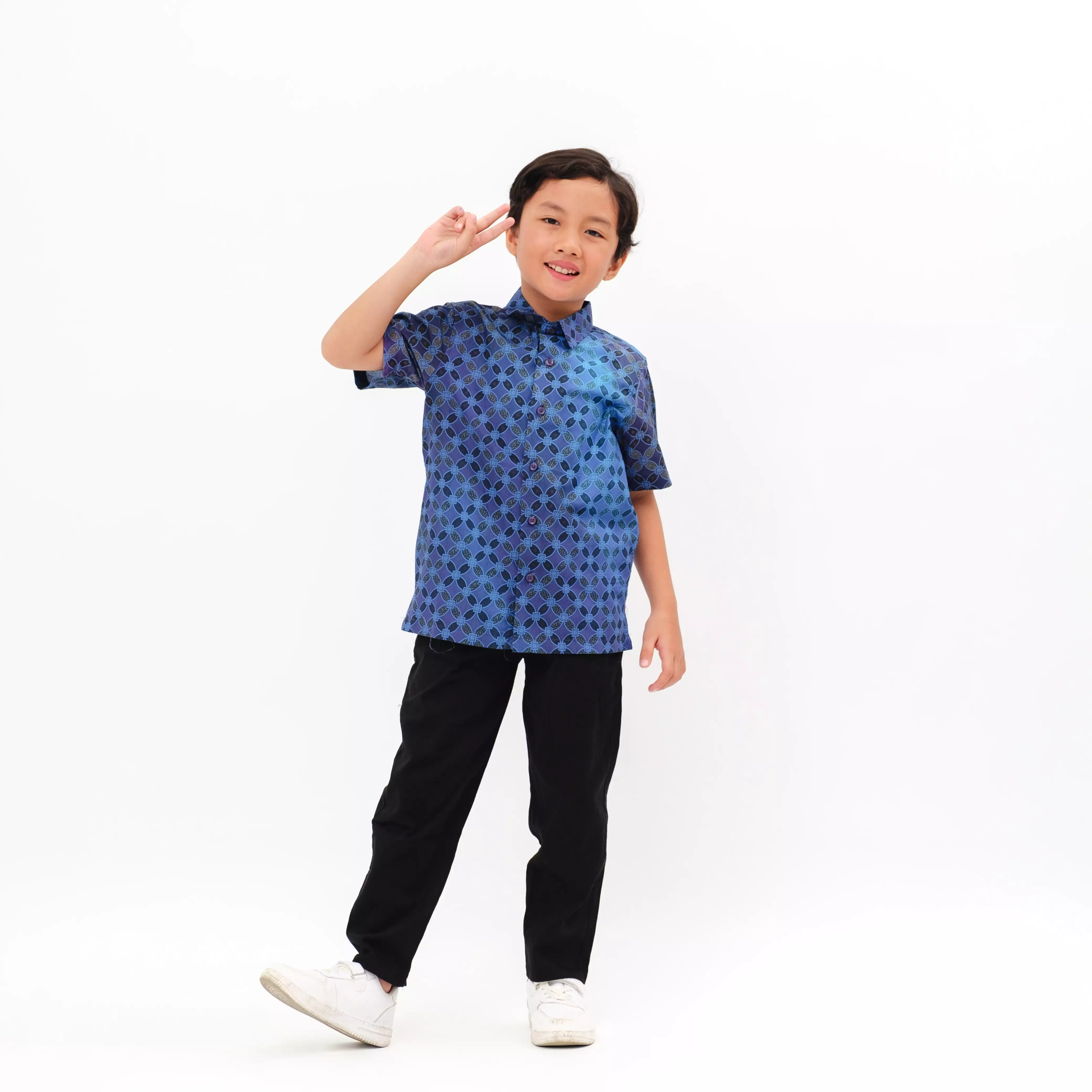 Batik Kids Kistna Blue Kemeja Batik Anak Lengan Pendek (anak)