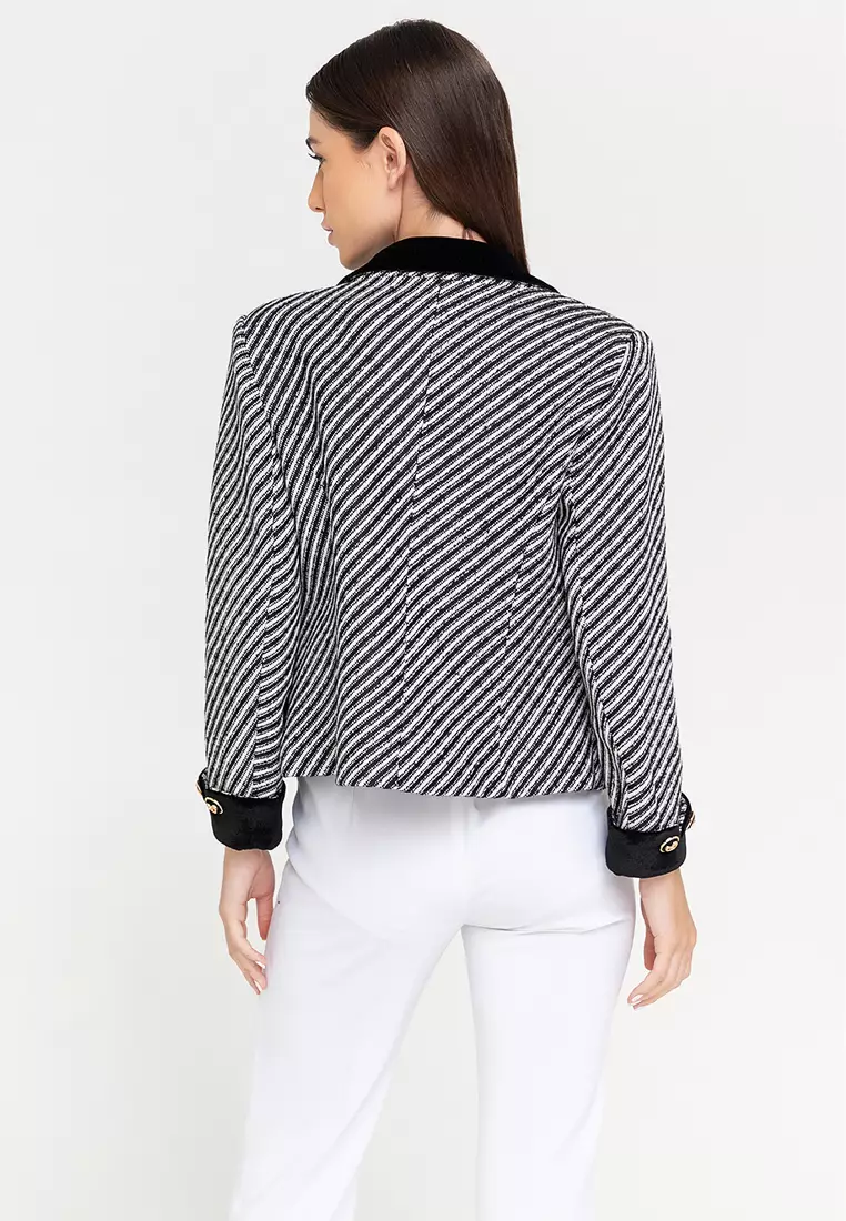Diagonal Stripe Woolen Blazer