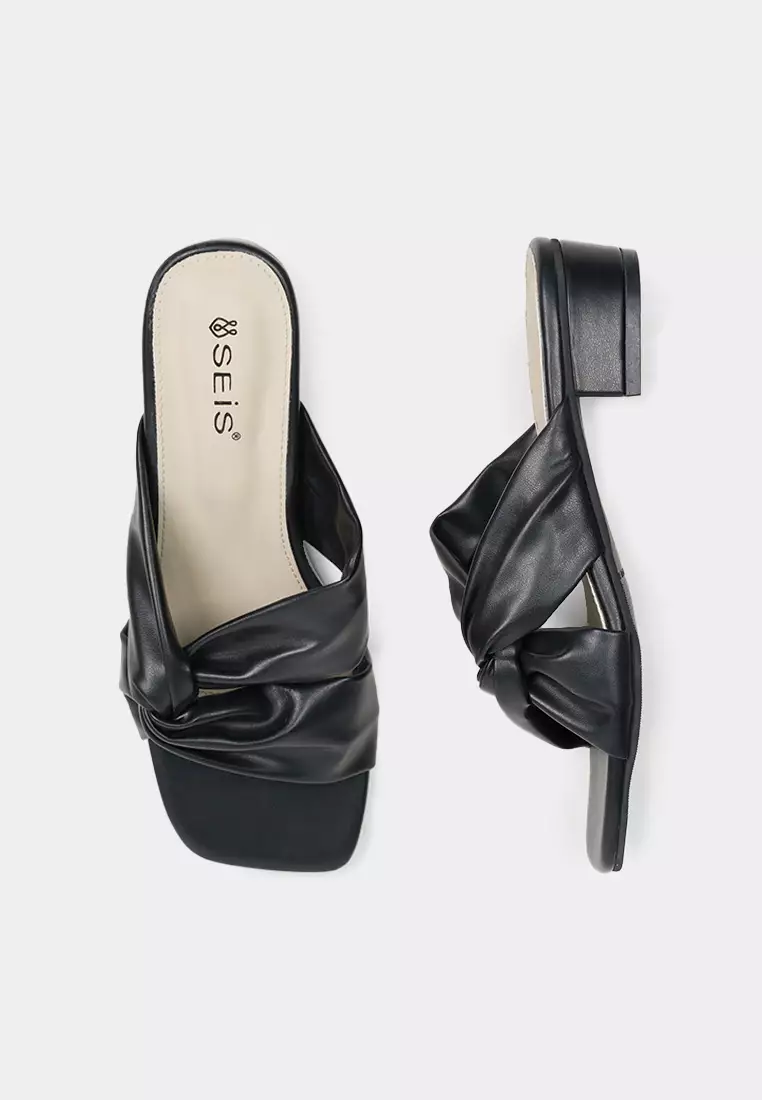 SEIS Velvet Sandal Heels Wanita Hak 3 cm - BLACK