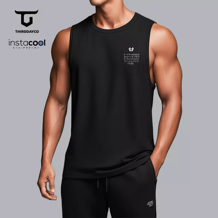 Kutung Pria Casual  SVN Logo Katakana Paragraph hitam MTY15