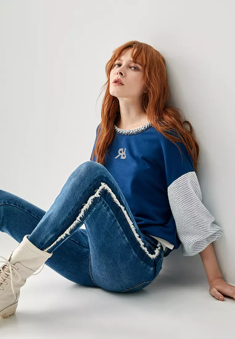 Slim Fit Jeans With Side Fringe Detail