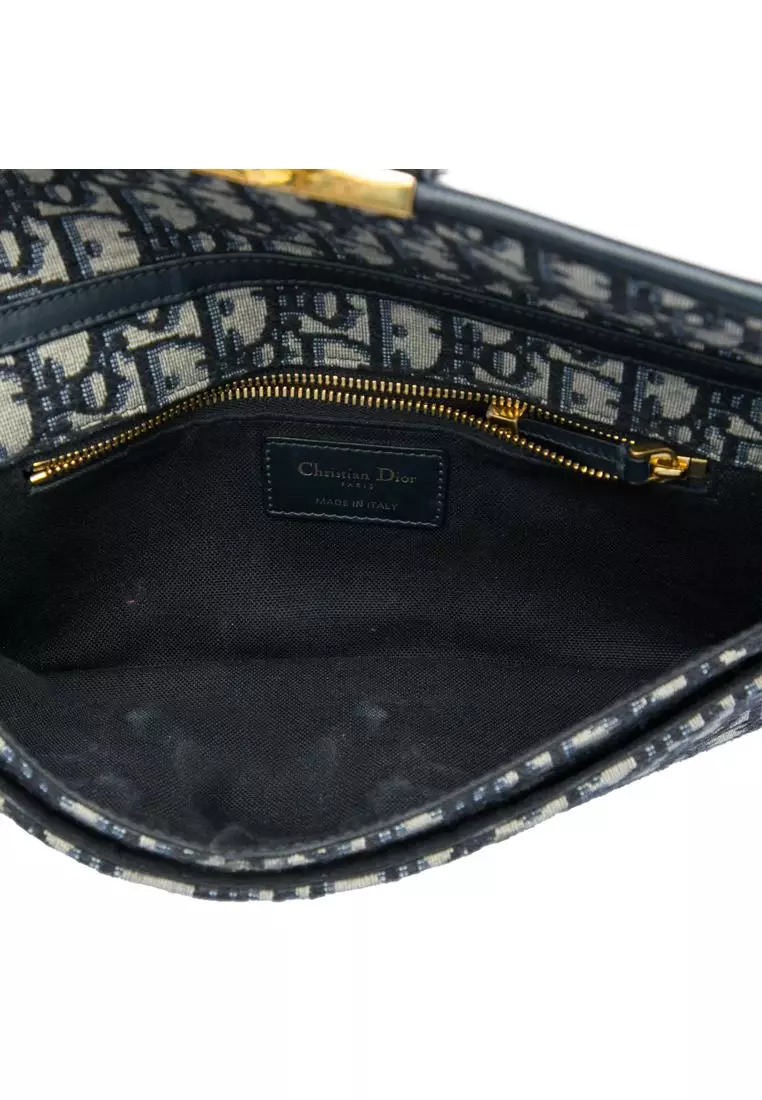 Pre-Loved Dior Oblique Canvas 30 Montaigne Clutch With Chain