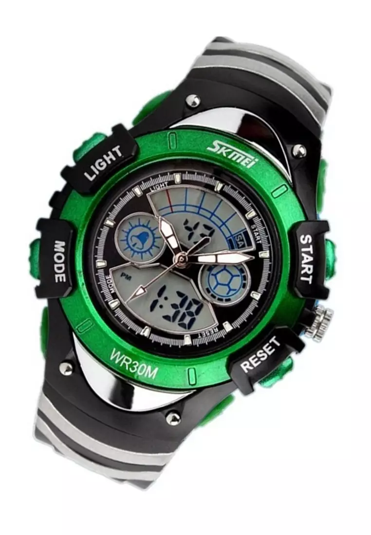 Jam Tangan Sporty Digital Analog Anak Waterproof Strap Tali Material PU AO98 ORIGINAL