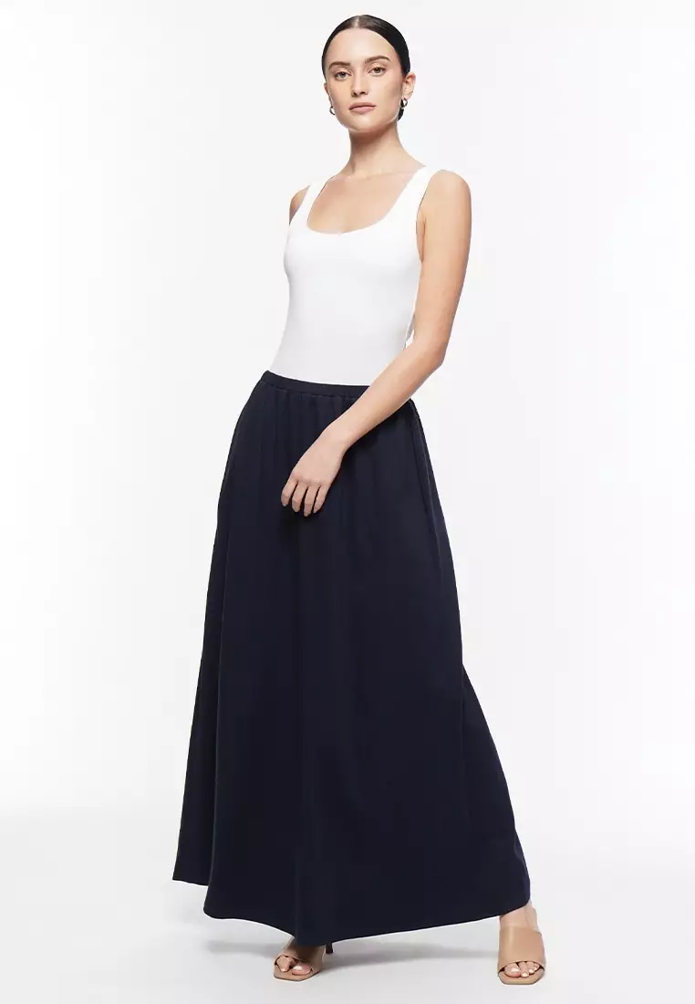 Women's Full Garter Waist Jersey Maxi Skirt