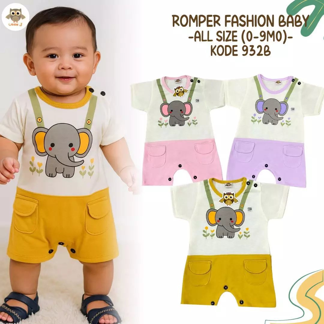 Little J - (932B) Romper Fashion Baby usia 0 - 9 Bulan Baju Anak Bayi Unisex Bahan Katun SNI