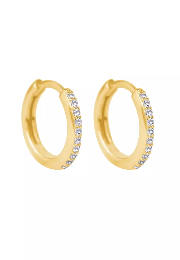 Pavé Diamond Small Hoops 18k Gold