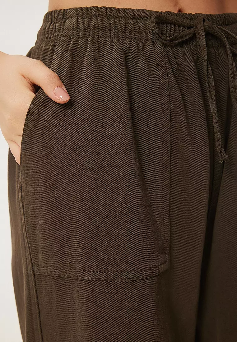 Faded Effect Wide Leg Denim Palazzo Pants