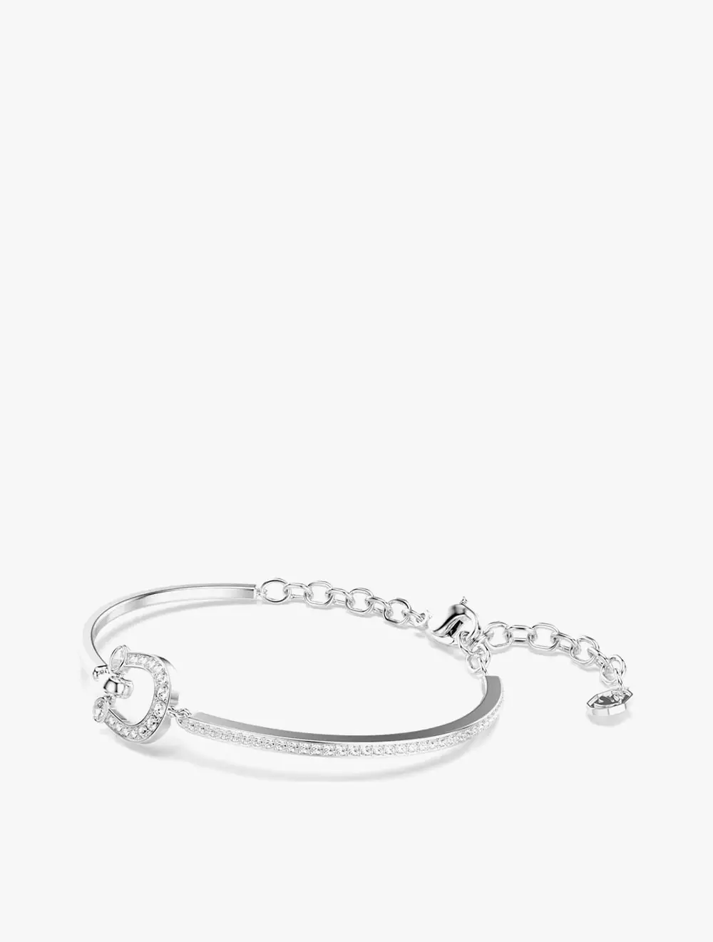 Symbolica bracelet, Pavé, Horse shoe, White, Rhodium plated