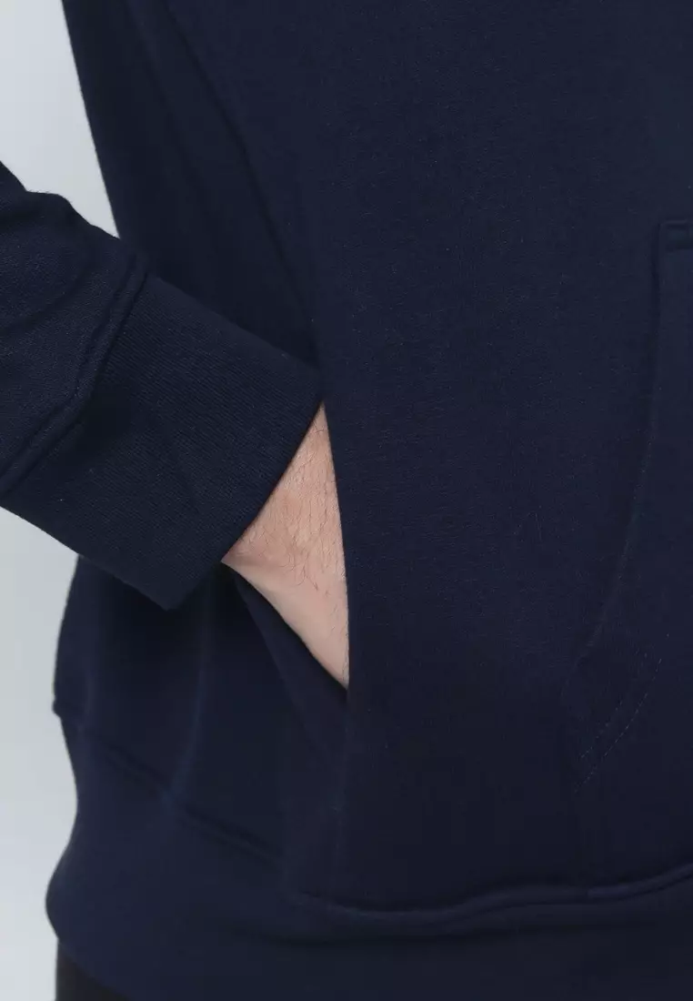 Cotton Well Cozzie Hoodie Sweatshirt with Hidden Pocket Navy | Jaket Pullover Fleece dengan Kantong Tersembunyi Nevi Biru Donker