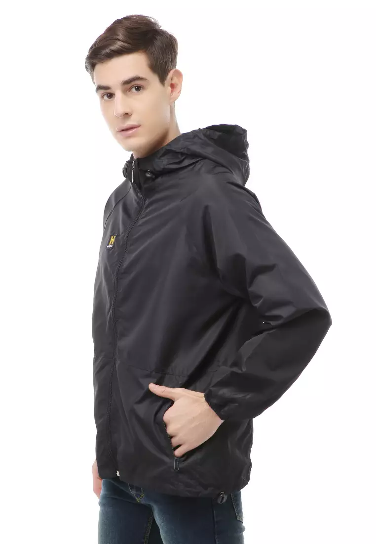 Clover Outerwear Jacket Hoodie Pria Jaket Olahraga Material Parasut ORIGINAL - Black