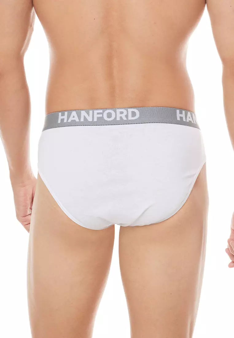 Regular Cotton Men's Briefs Ansel - White (3in1 Pack) S-4X Big Plus Size