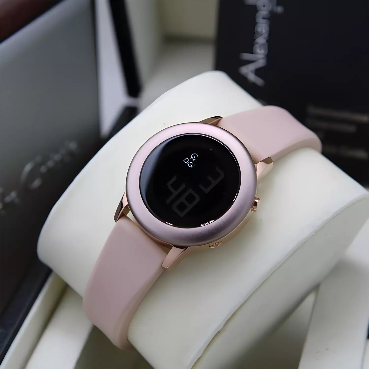 Alexandre Christie DiGi - Jam Tangan Digital Wanita - Rosegold Case - Pink Rubber Strap - 9393 LHRRGPNBA
