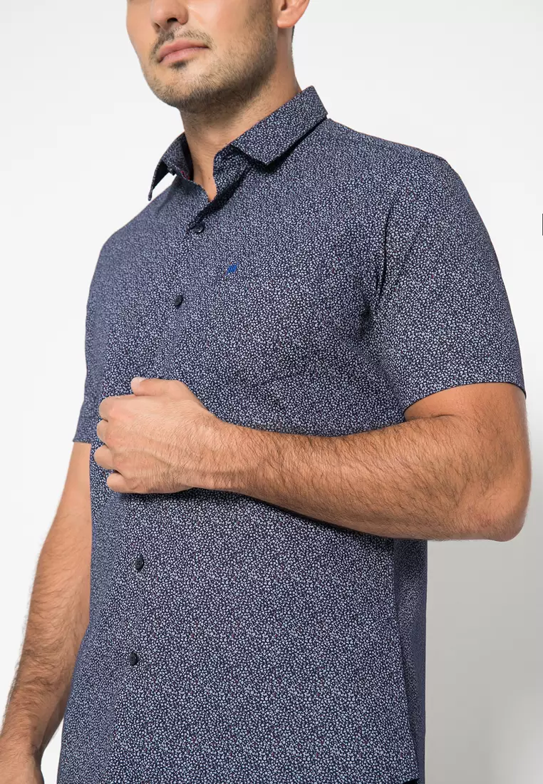 Johnwin - Kemeja Formal - Full Corak - Abu - Slim Fit - FSH.650.K392.873.C-S/S