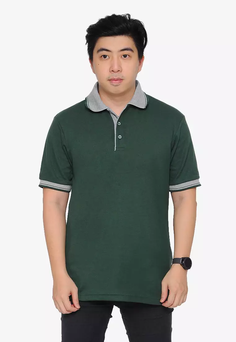 Andre Michel Kaos Polo Shirt Lengan Pendek Kerah Abu Hijau Botol 933-65
