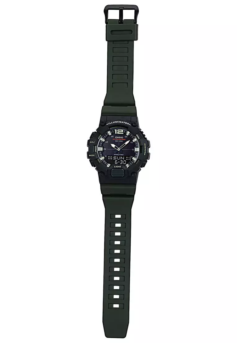 Casio - Jam Tangan Pria - Black - Green Resin Strap - HDC-700-3AVDF